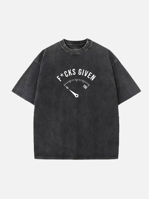 Zero F*cks Given Gauge Meter Acid Wash Cotton T-Shirt sold by Eleven Oasis
