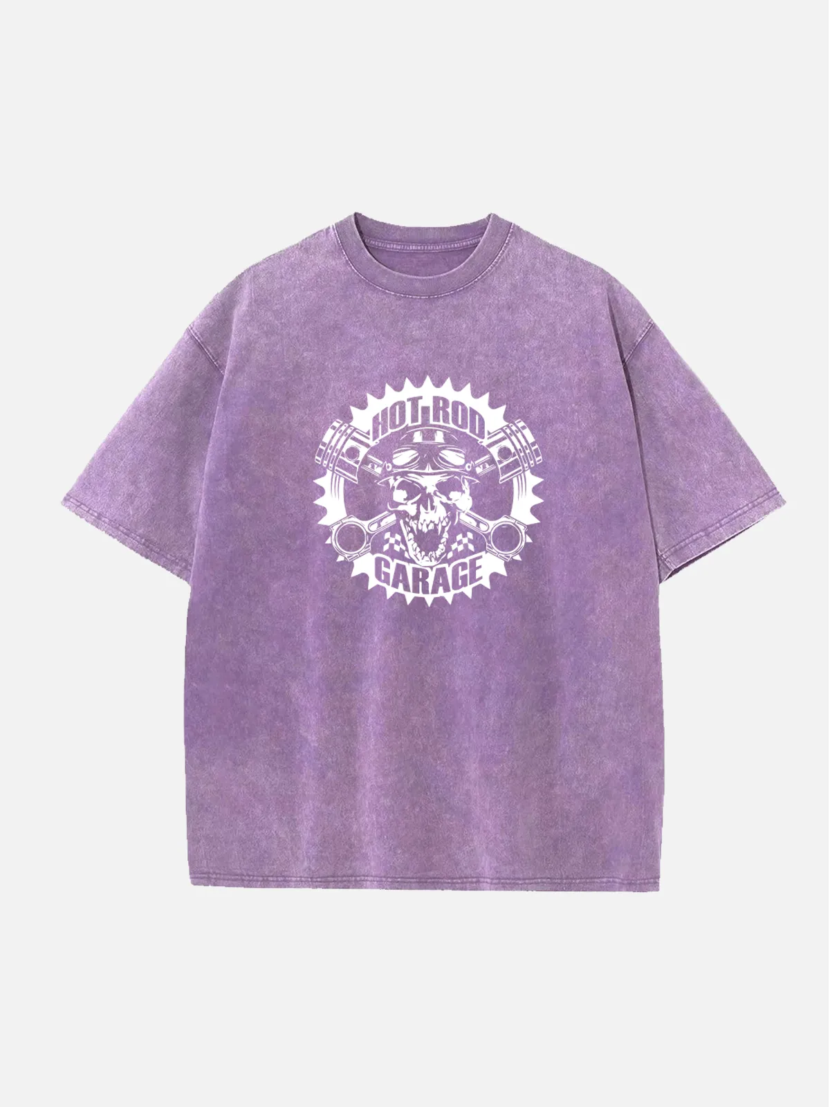 Hot Rod Garage Skull Piston Classic Artwork Acid Wash Cotton T-Shirt sold by Eleven Oasis product image thumbnail 5