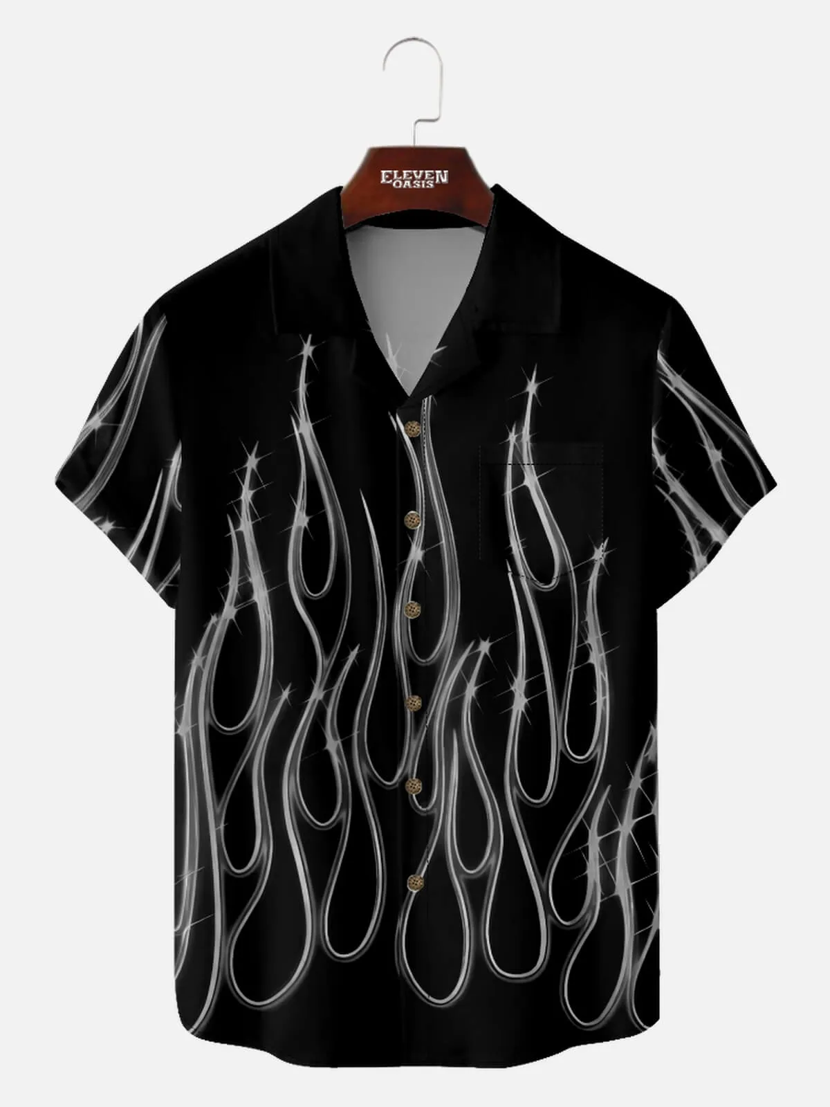 Men's Hot Rod Flame Pattern Short Sleeve Shirt sold by Eleven Oasis product image thumbnail 3