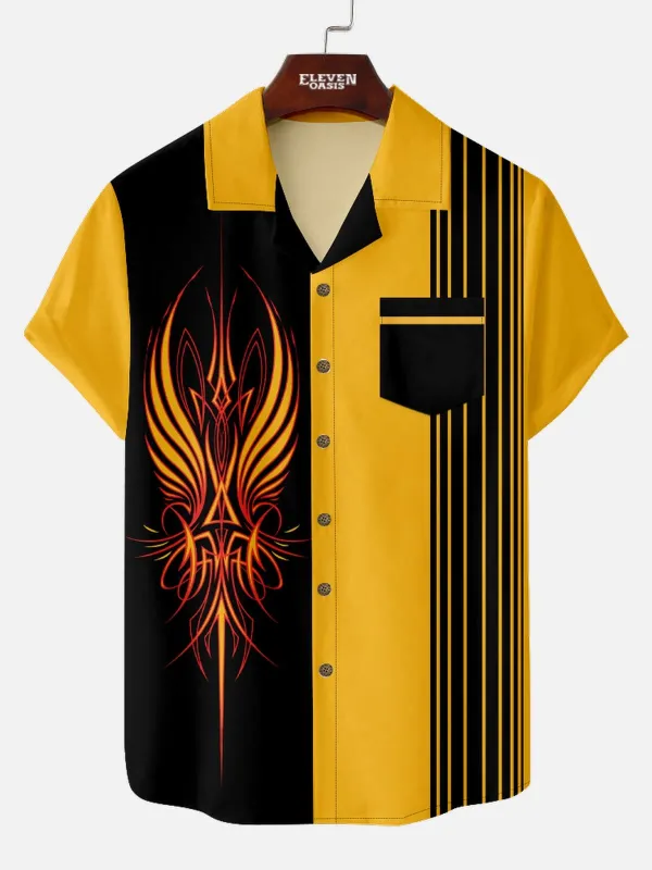 Men's Hot Rod Camp Collar Short Sleeve Shirt Retro Car Design sold by Eleven Oasis