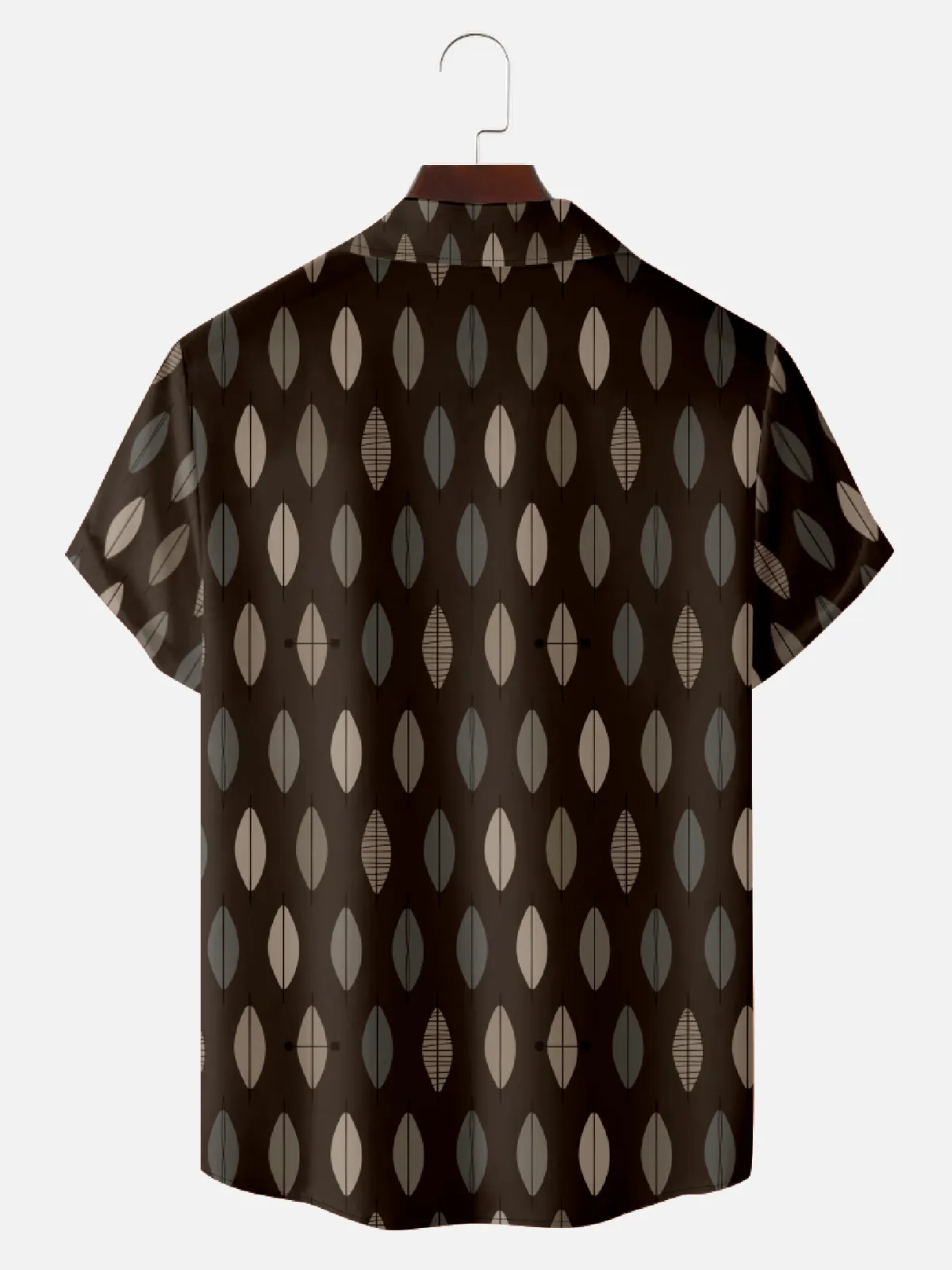 Men's Mid-Modern Art Camp Collar Short Sleeve Shirt - Oval Coffee Beans sold by Eleven Oasis product image thumbnail 2