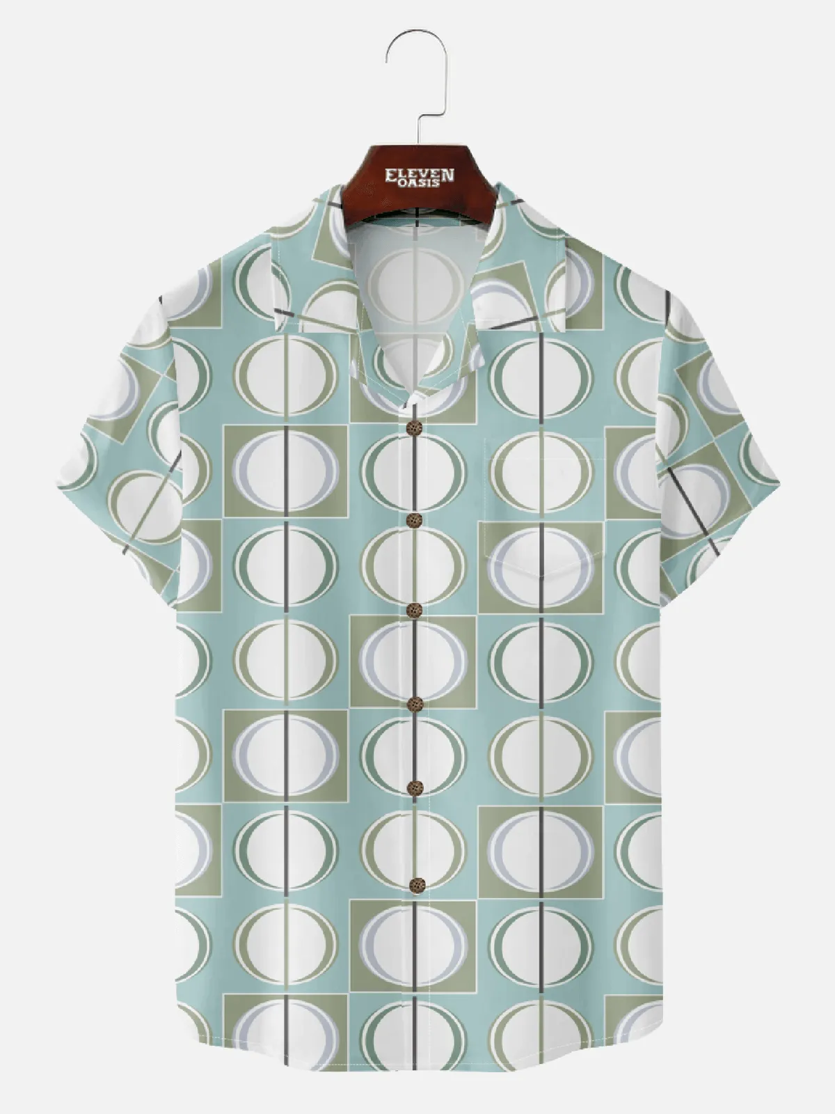 Men's Mid-Century Modern Circle Pattern Short Sleeve Shirt - Tony Soprano Wardrobe sold by Eleven Oasis