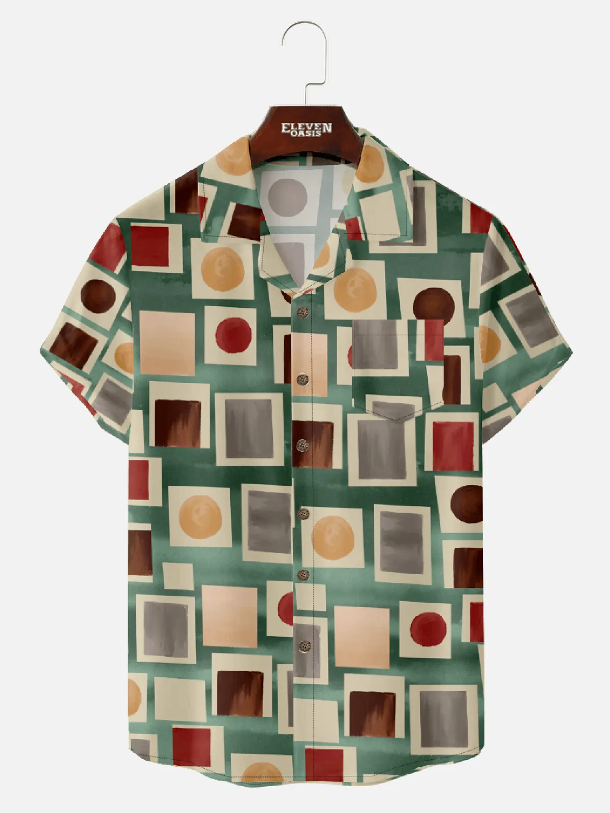 Men's Mid-Century Modern Geometric Short Sleeve Shirt - Tony Soprano Wardrobe sold by Eleven Oasis
