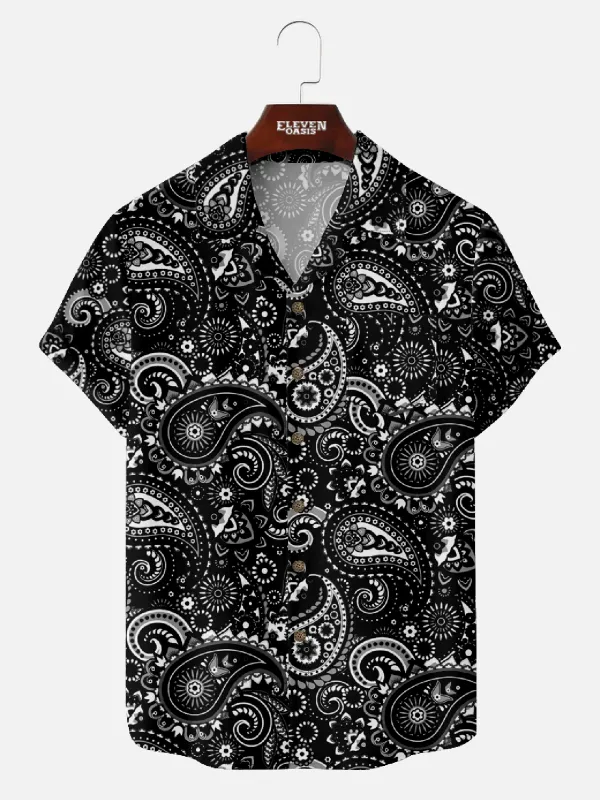 Men's Classic Bandana Paisley Short Sleeve Shirt - Cosmo Kramer Wardrobe sold by Eleven Oasis