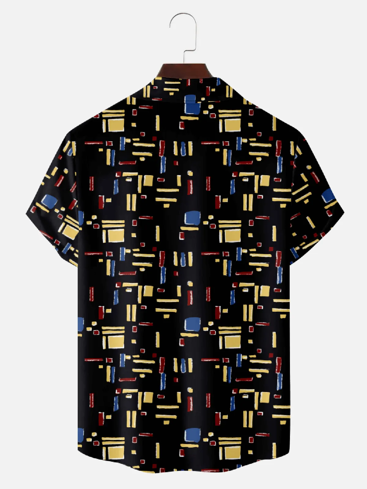 Men's Mid-Modern Camp Collar Short Sleeve Shirt - Retro Geometric Rectangular Pattern sold by Eleven Oasis product image thumbnail 2
