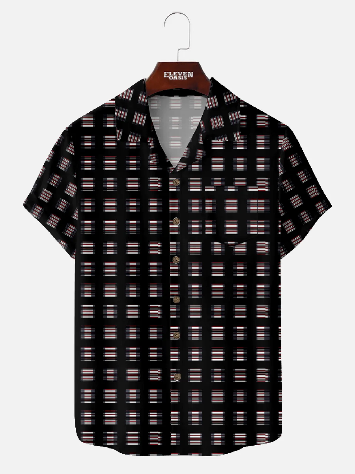 Men's Retro Geometric Stripe Short Sleeve Shirt - Tony Soprano Wardrobe sold by Eleven Oasis