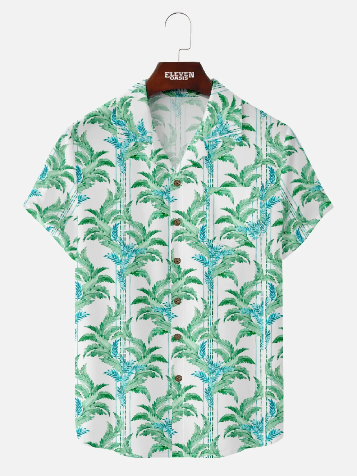 Men's Palm Frond Paradise Hawaiian Short Sleeve Shirt sold by Eleven Oasis