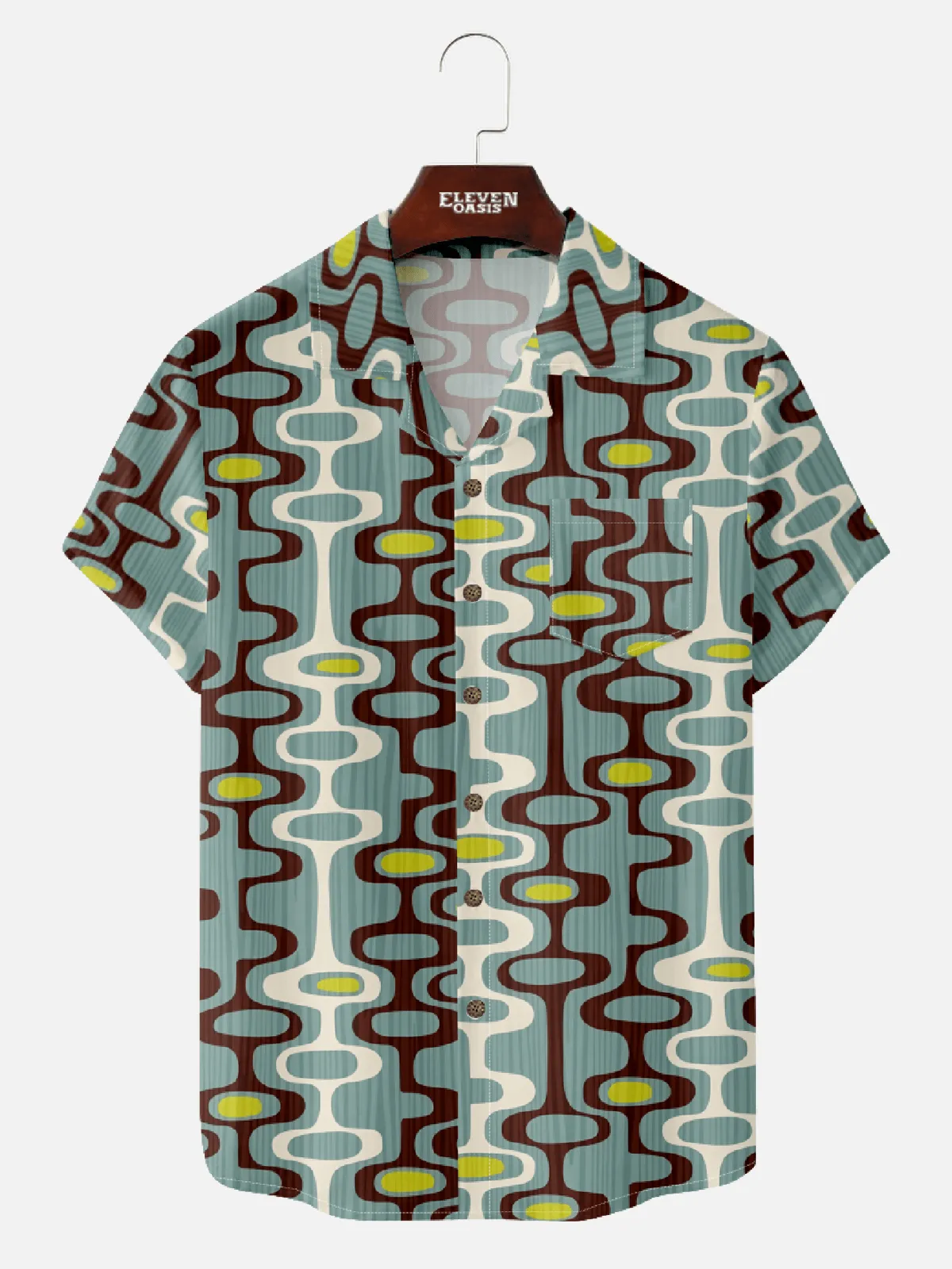 Men's Retro Mod Abstract Pattern Short Sleeve Shirt sold by Eleven Oasis