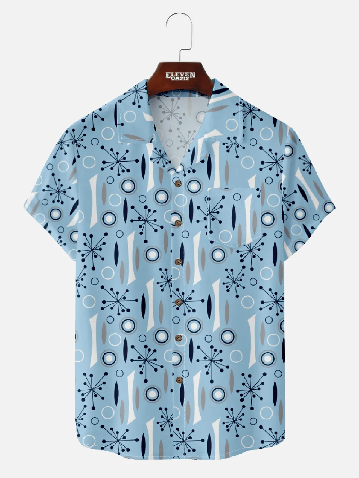 Men's Atomic Starburst Mid-Century Short Sleeve Shirt sold by Eleven Oasis