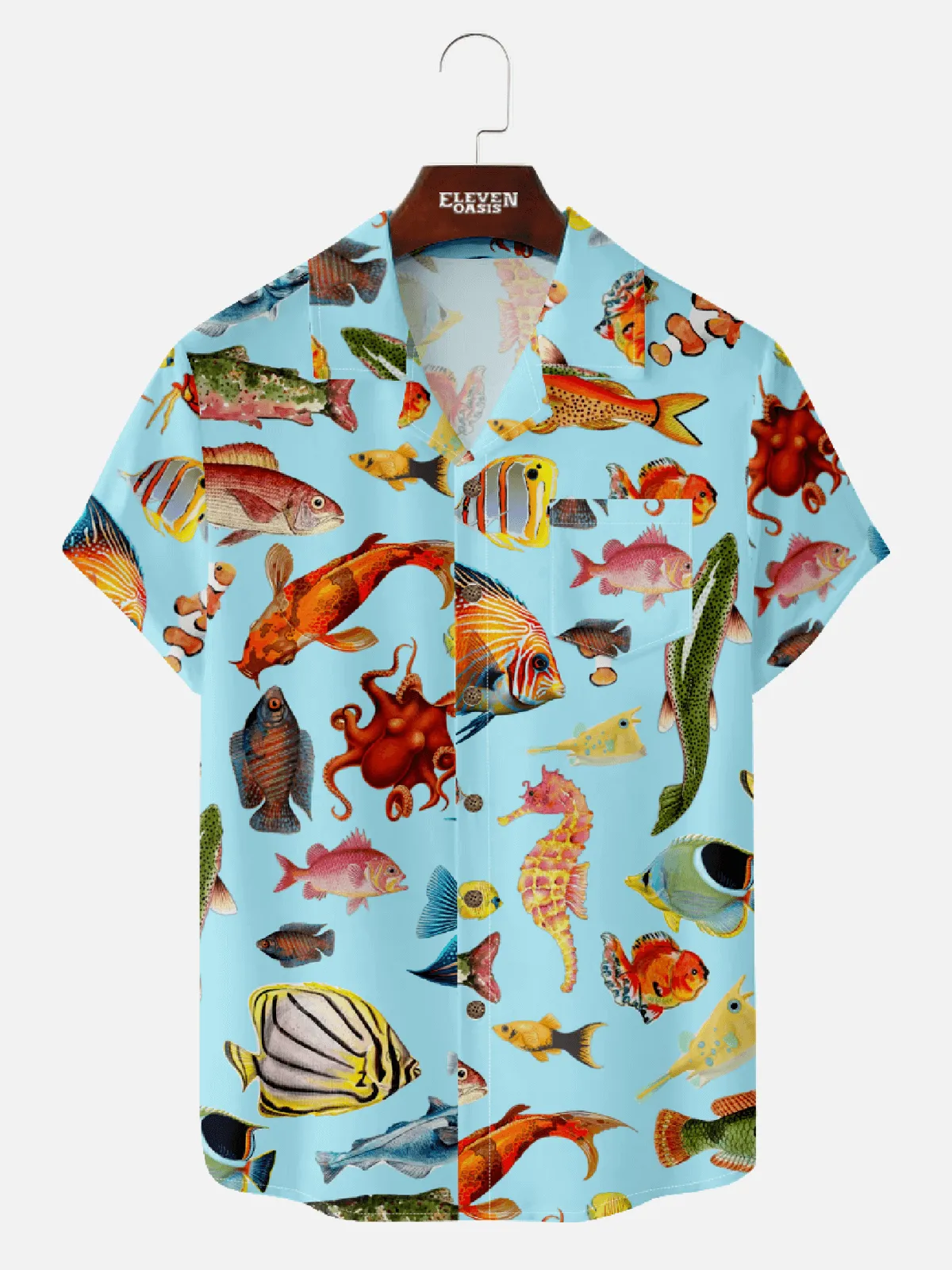 Men's Tropical Fish Aquarium Hawaiian Short Sleeve Shirt sold by Eleven Oasis
