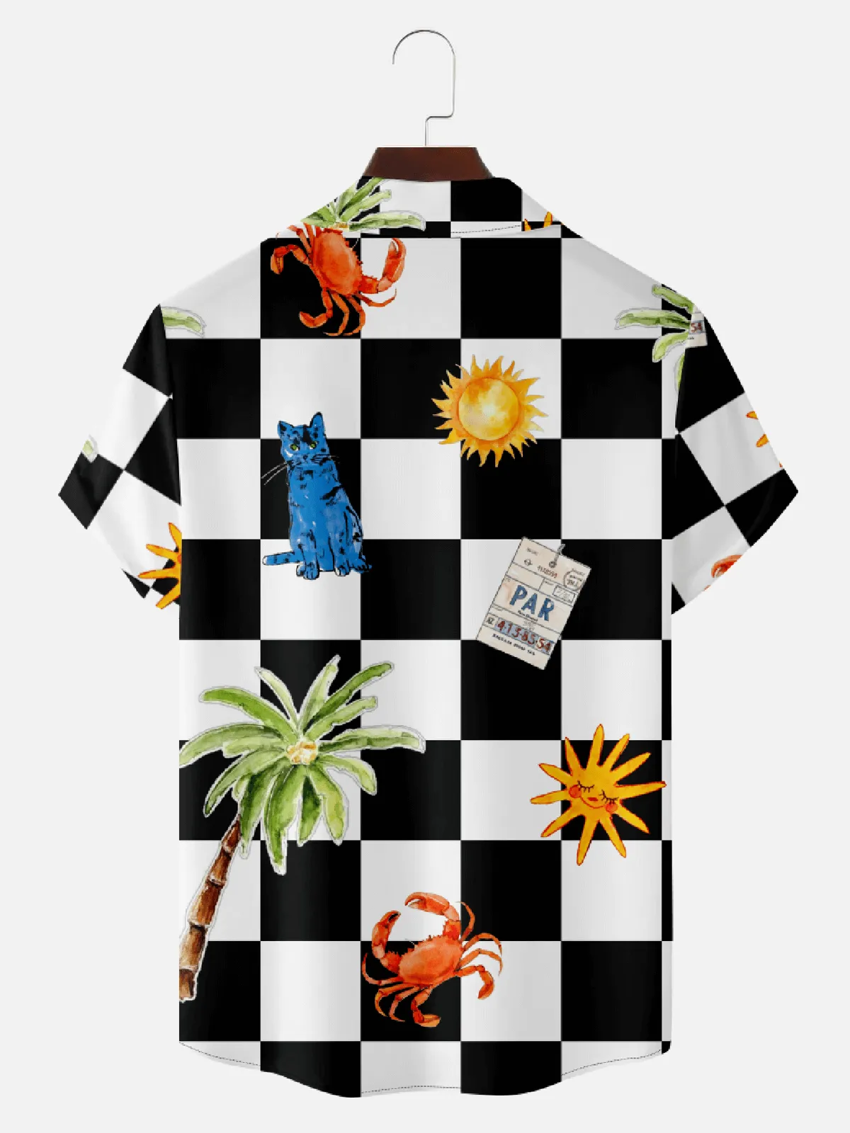 Men's Checkerboard Hawaiian Short Sleeve Shirt - Cosmo Kramer Wardrobe sold by Eleven Oasis product image thumbnail 2