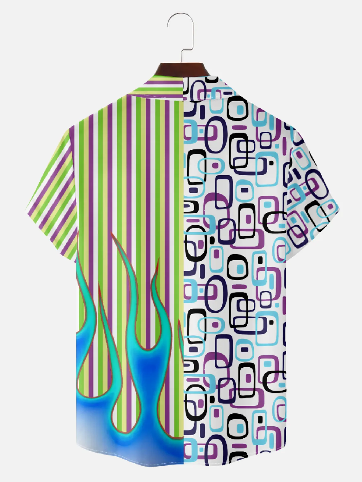 Men's Retro Geometric Flame Hawaiian Short Sleeve Shirt sold by Eleven Oasis product image thumbnail 2