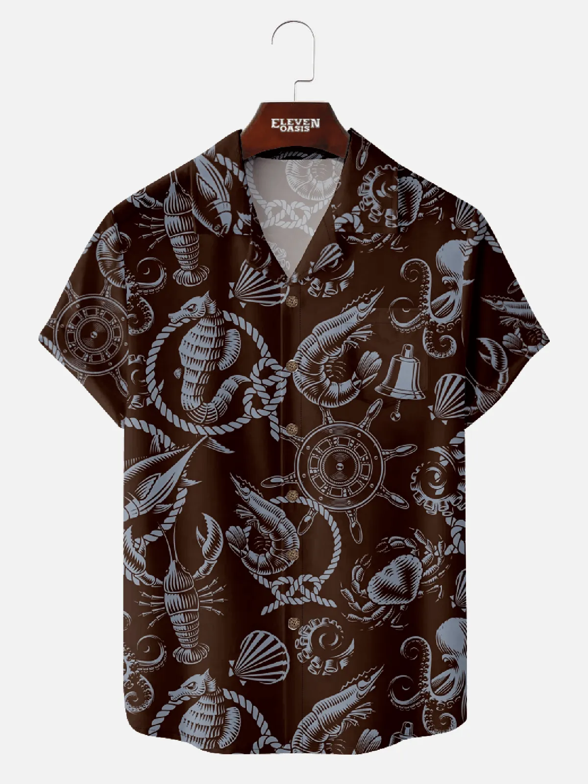 Men's Vintage Nautical Maritime Short Sleeve Shirt - Cosmo Kramer Wardrobe sold by Eleven Oasis