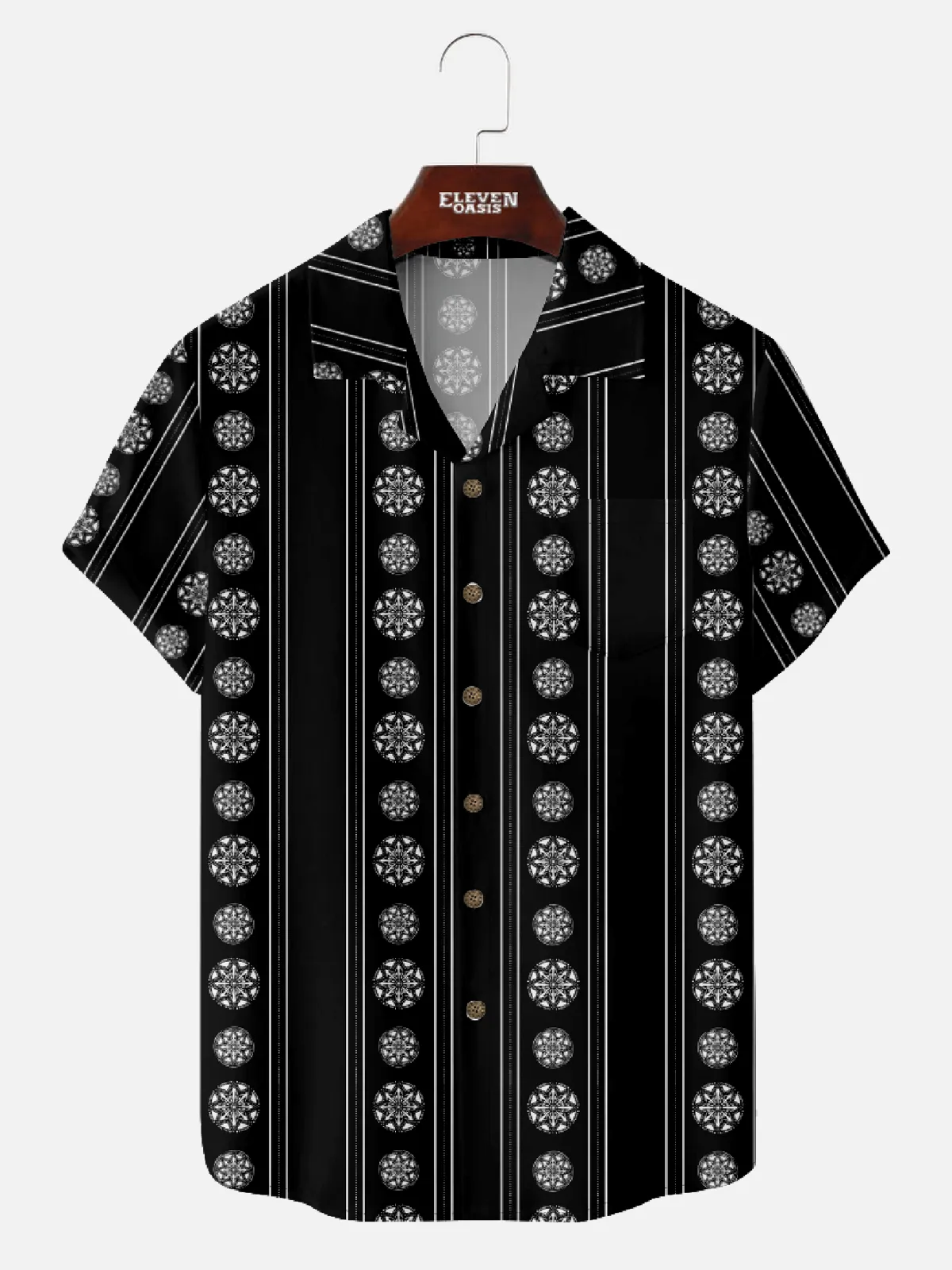 Men's Medallion Pattern Hawaiian Short Sleeve Shirt - Tony Soprano Wardrobe sold by Eleven Oasis