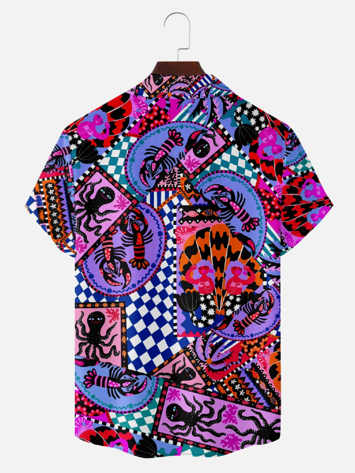 Men's Psychedelic Octopus Patchwork Short Sleeve Shirt sold by Eleven Oasis product image thumbnail 2