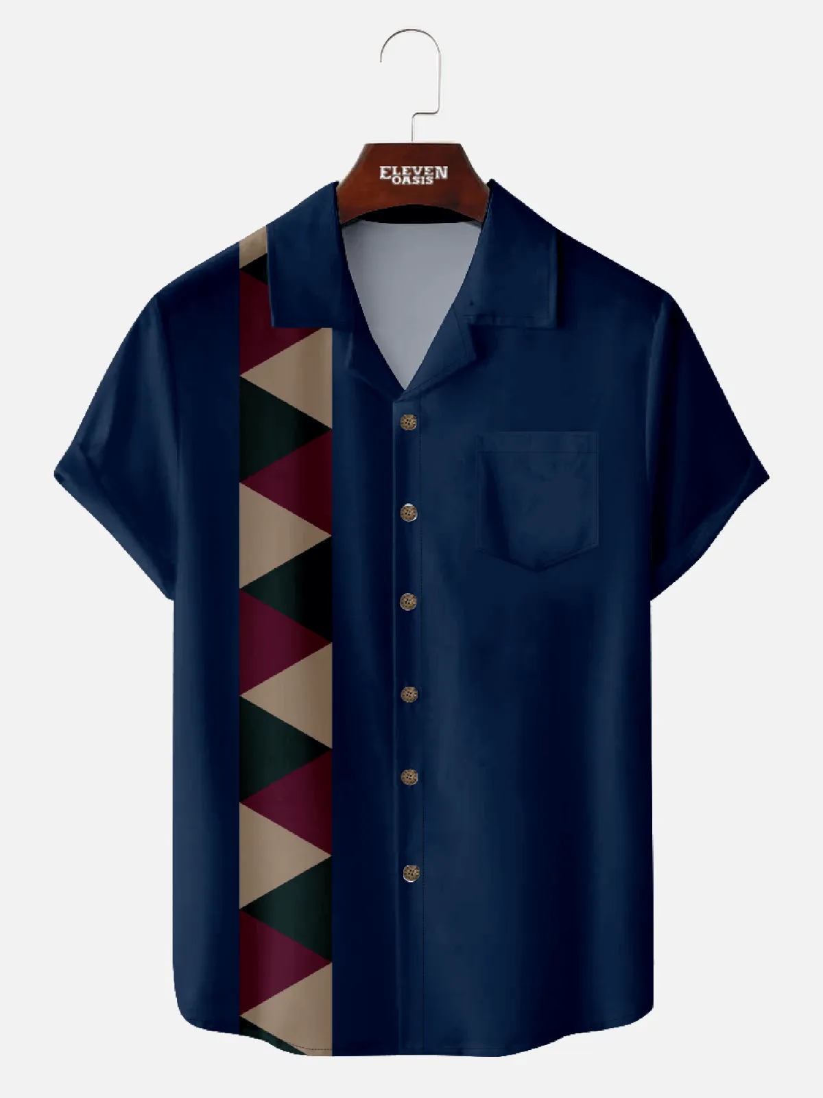 Men's Geometric Triangle Panel Short Sleeve Shirt - Chandler Bing Wardrobe sold by Eleven Oasis