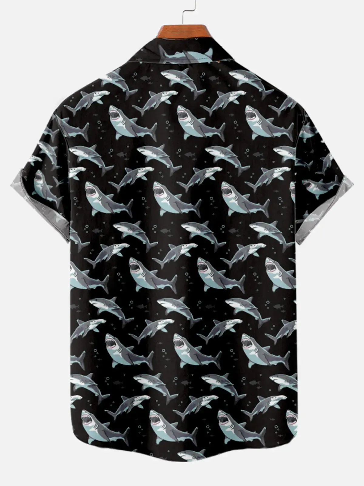 Men's Hawaiian Deep Sea Shark Pattern Short Sleeve Shirt sold by Eleven Oasis product image thumbnail 2