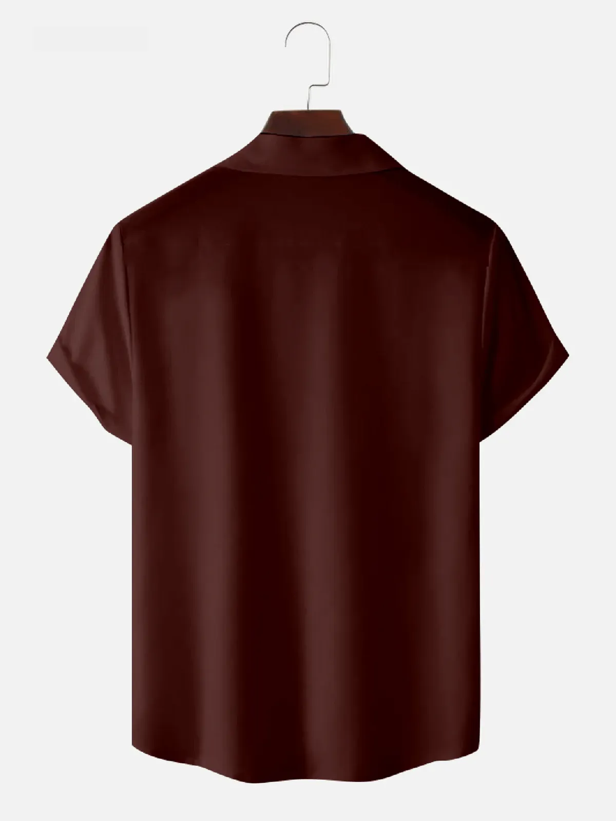 Men's Color block Brown Orange Panel Stripe Camp Collar Short Sleeve Shirt sold by Eleven Oasis product image thumbnail 2