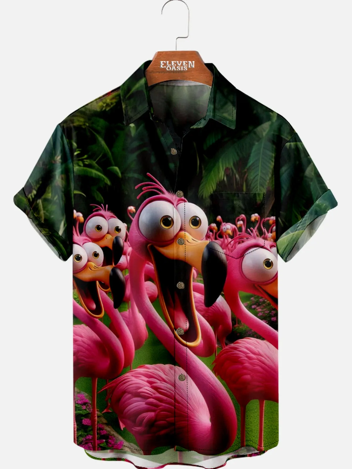 Men's Vacation Flamingo Short Sleeve Shirt sold by Eleven Oasis