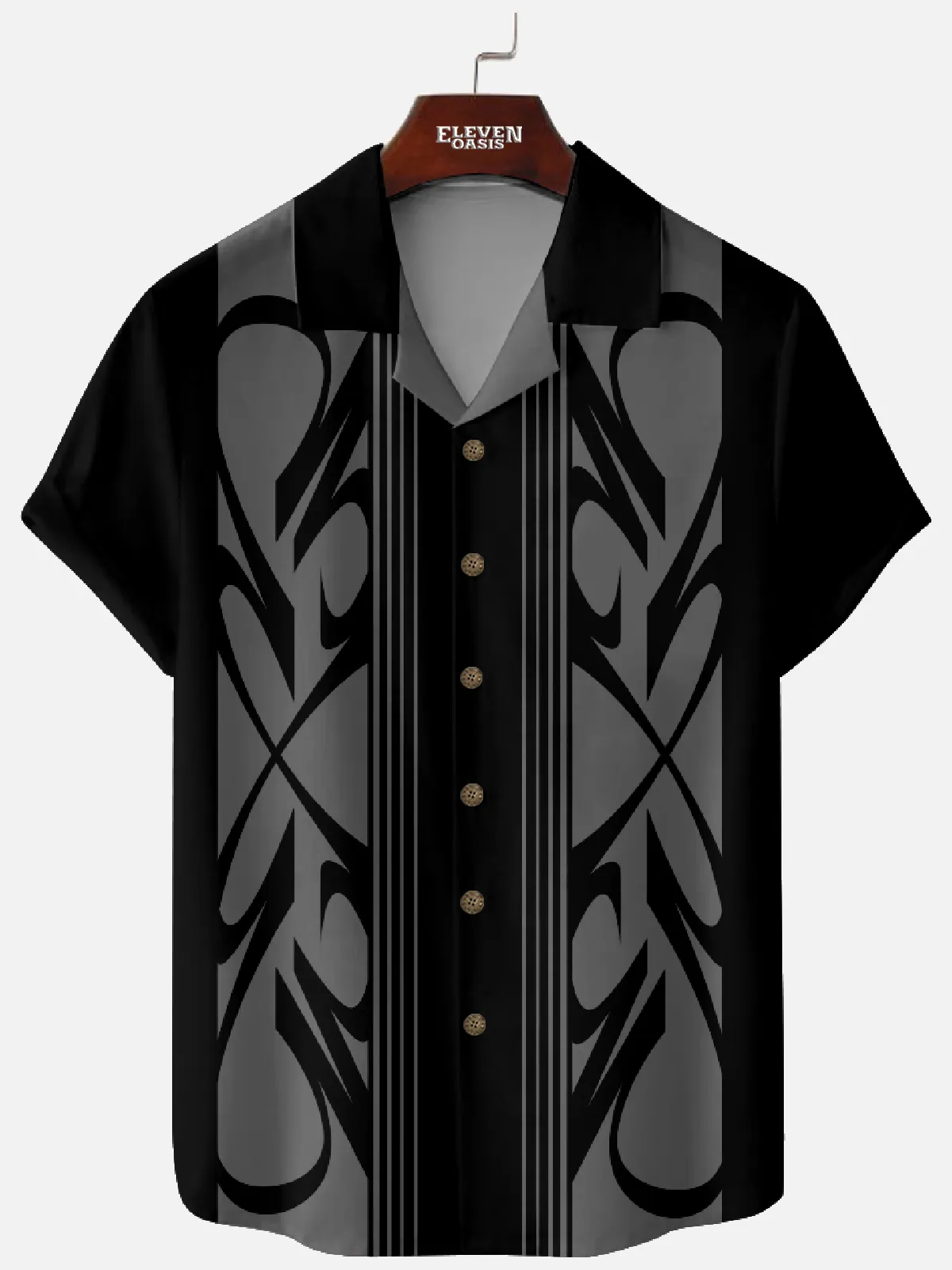 Men's Vintage Pinstripe Camp Collar Short Sleeve Shirt sold by Eleven Oasis product image thumbnail 2