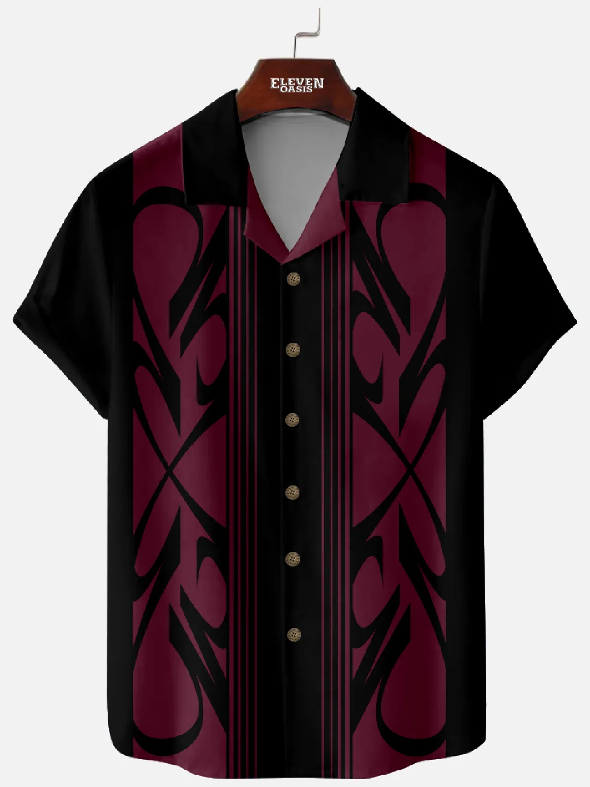 Men's Vintage Pinstripe Camp Collar Short Sleeve Shirt sold by Eleven Oasis