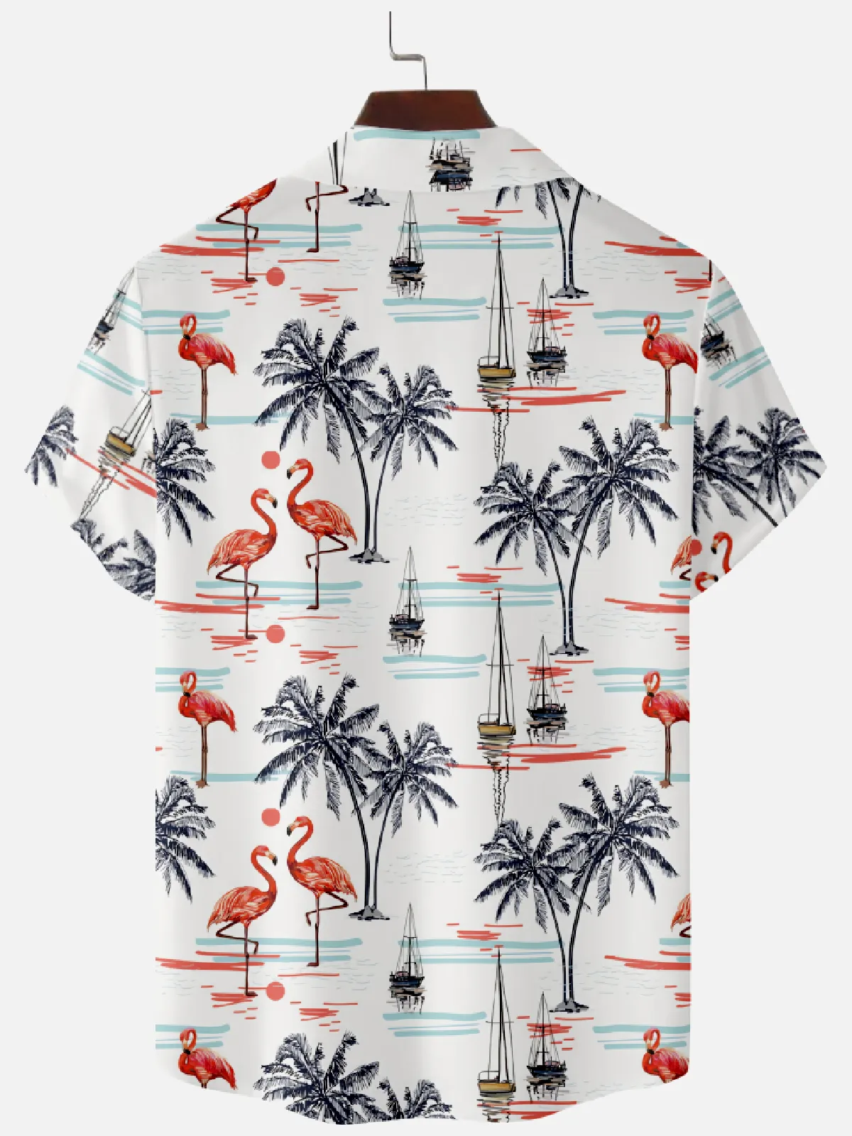 Men's Flamingo Hawaiian Style Camp Collar Short Sleeve Shirt sold by Eleven Oasis product image thumbnail 2