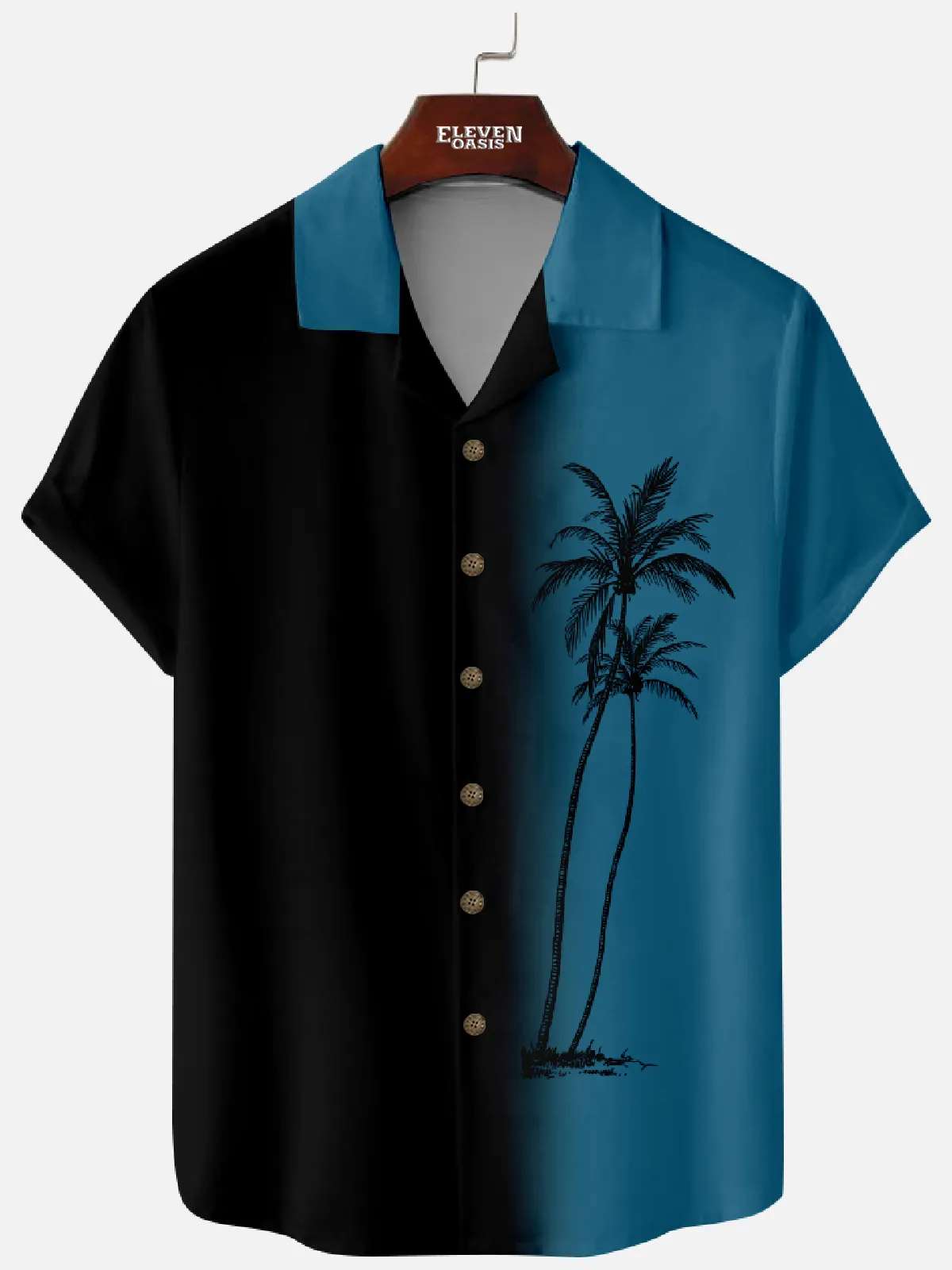 Men's Gradient Palm Tree Hawaiian Camp Collar Short Sleeve Shirt sold by Eleven Oasis product image thumbnail 4