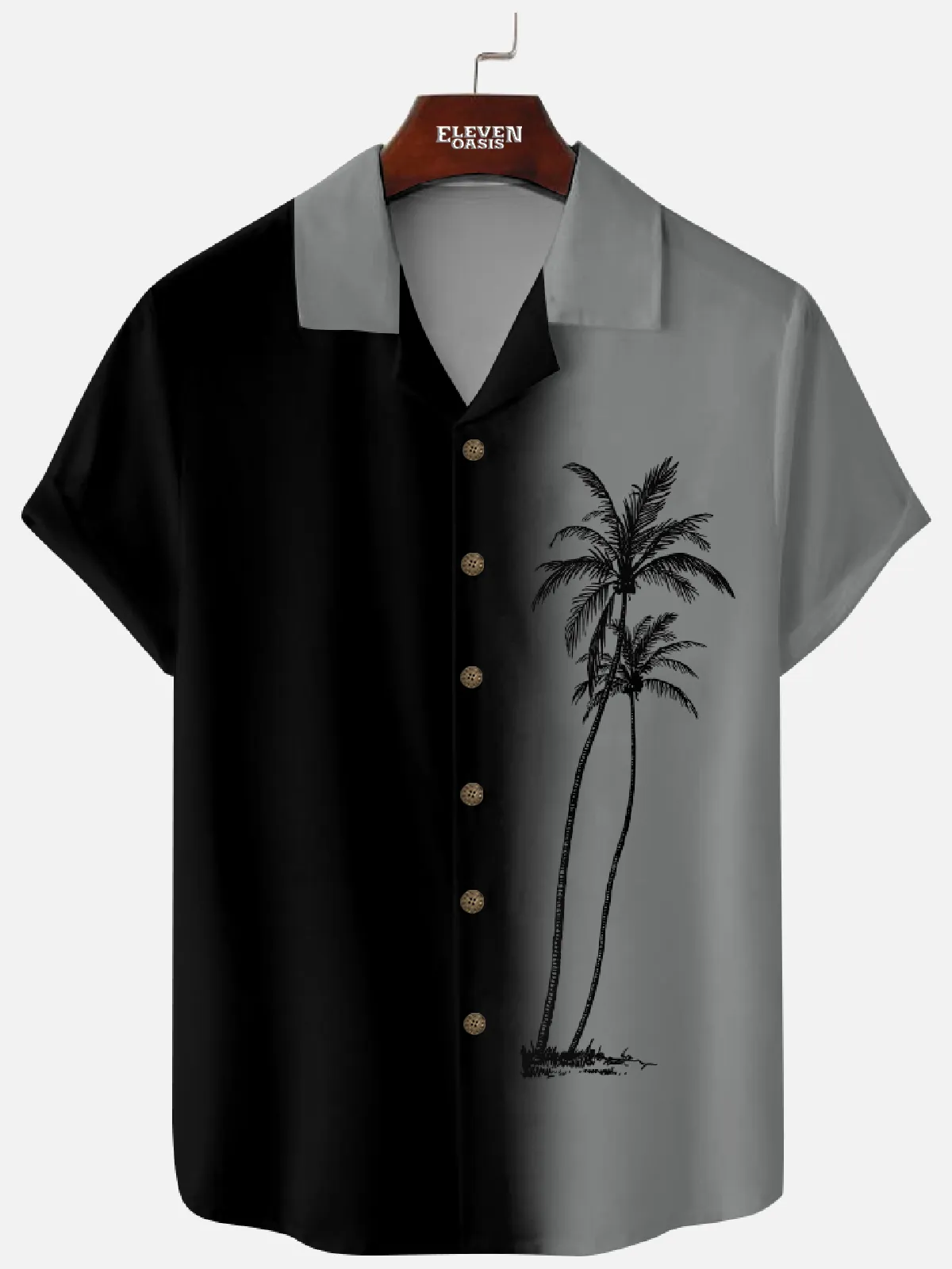 Men's Gradient Palm Tree Hawaiian Camp Collar Short Sleeve Shirt sold by Eleven Oasis product image thumbnail 2