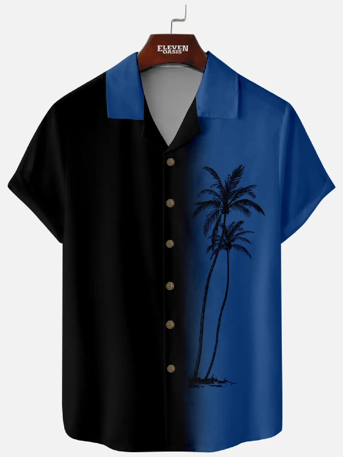 Men's Gradient Palm Tree Hawaiian Camp Collar Short Sleeve Shirt sold by Eleven Oasis product image thumbnail 3