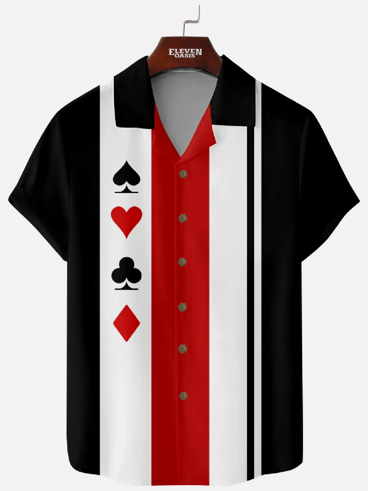 Men's Four Suits Vegas Stripe Short Sleeve Shirt sold by Eleven Oasis