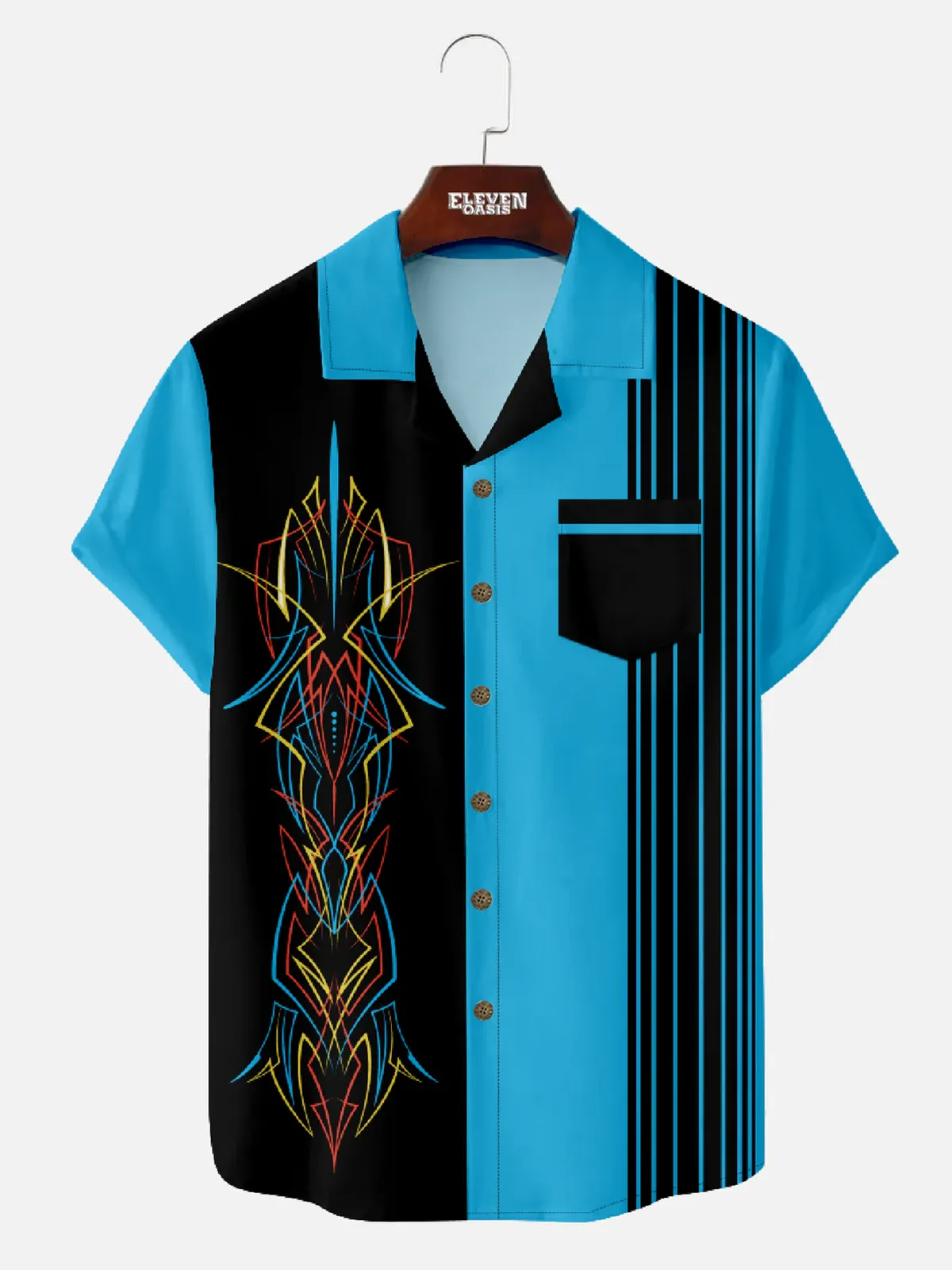 Men's Vintage Hot Rod Pinstripe Short Sleeve Shirt sold by Eleven Oasis