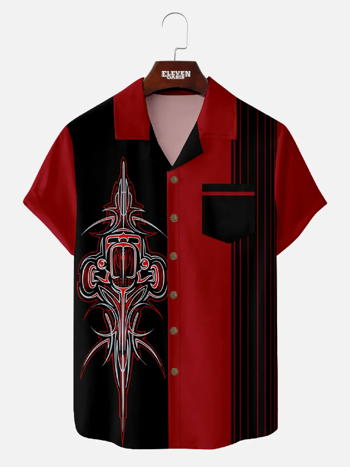 Men's Vintage Hot Rod Pinstripe Short Sleeve Shirt sold by Eleven Oasis product image thumbnail 3