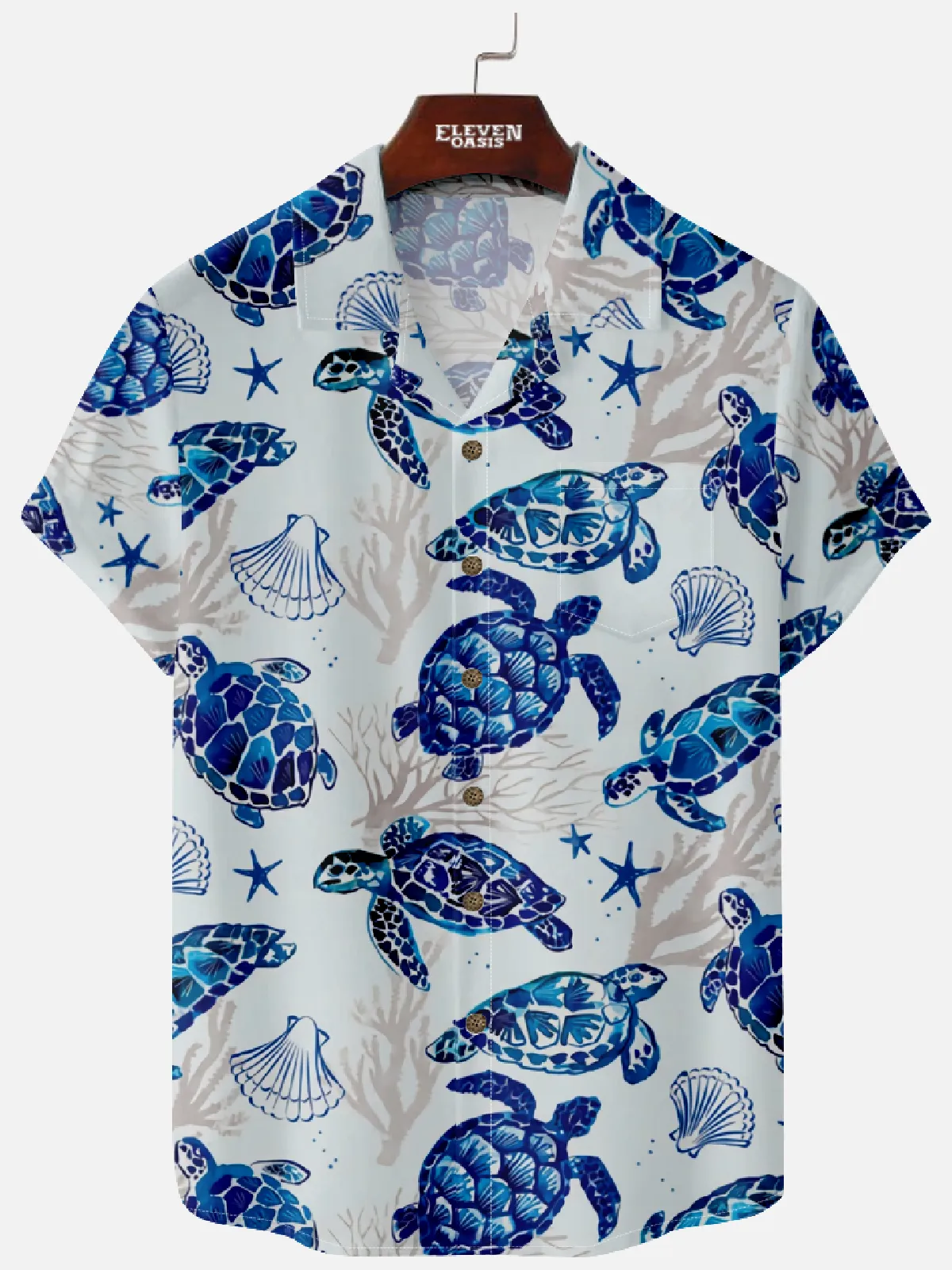 Men's Sea Turtle Coastal Short Sleeve Shirt sold by Eleven Oasis