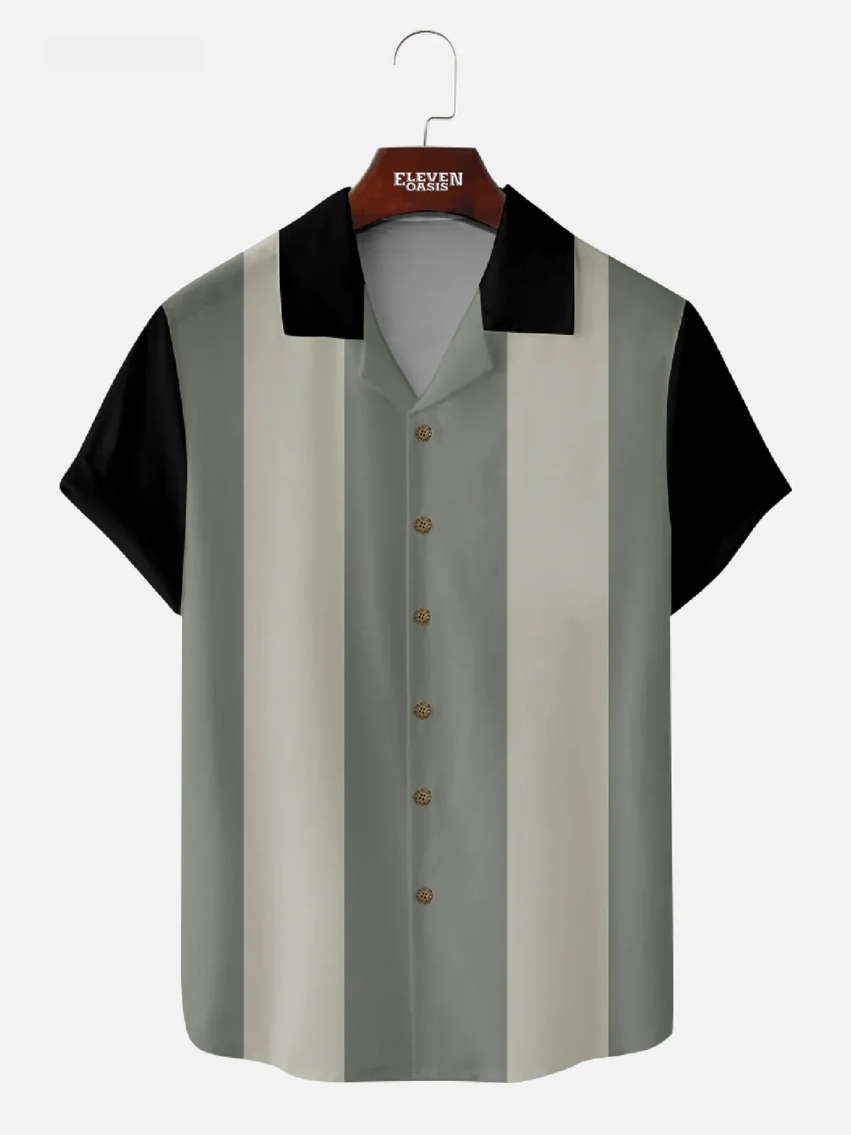 Men's Retro Color Block Panel Short Sleeve Shirt sold by Eleven Oasis product image thumbnail 3