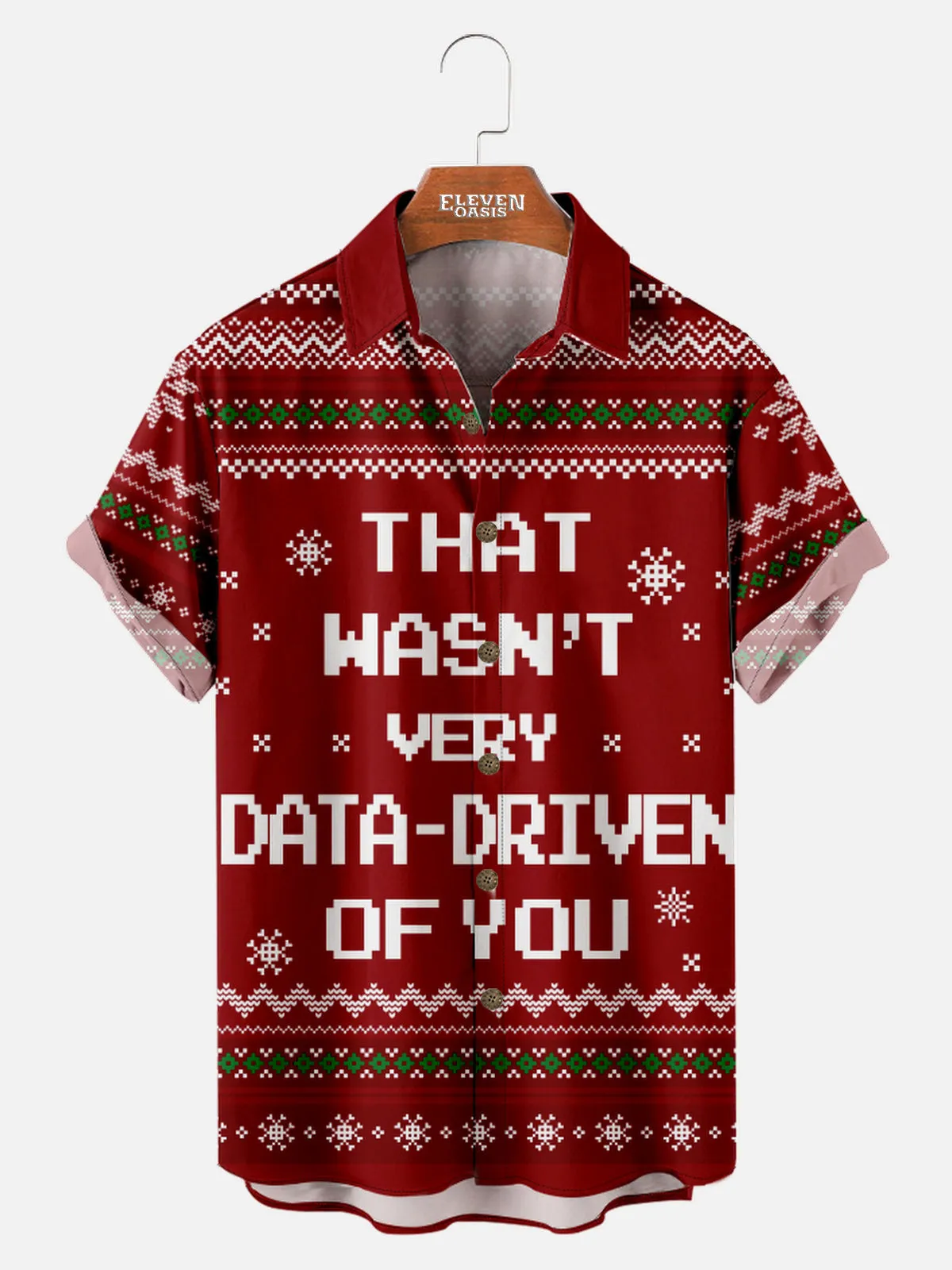 Men's Data-Driven Holiday Short Sleeve Shirt sold by Eleven Oasis