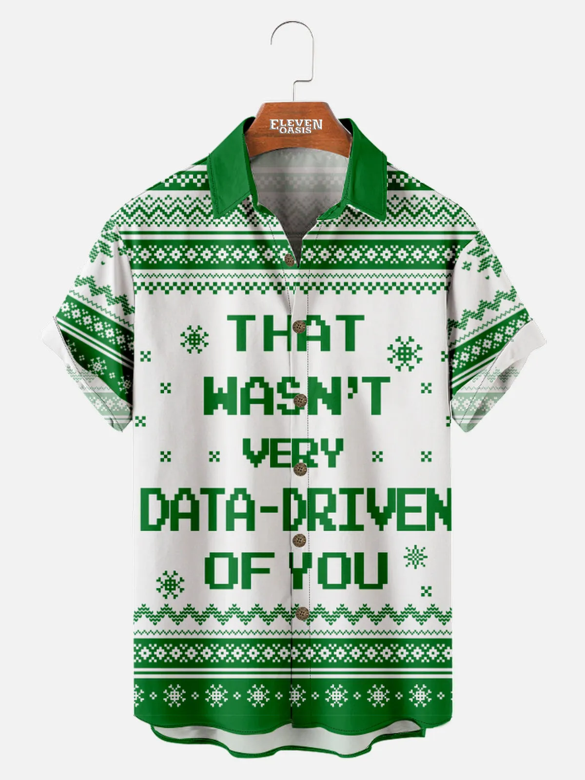 Men's Data-Driven Holiday Short Sleeve Shirt sold by Eleven Oasis product image thumbnail 2
