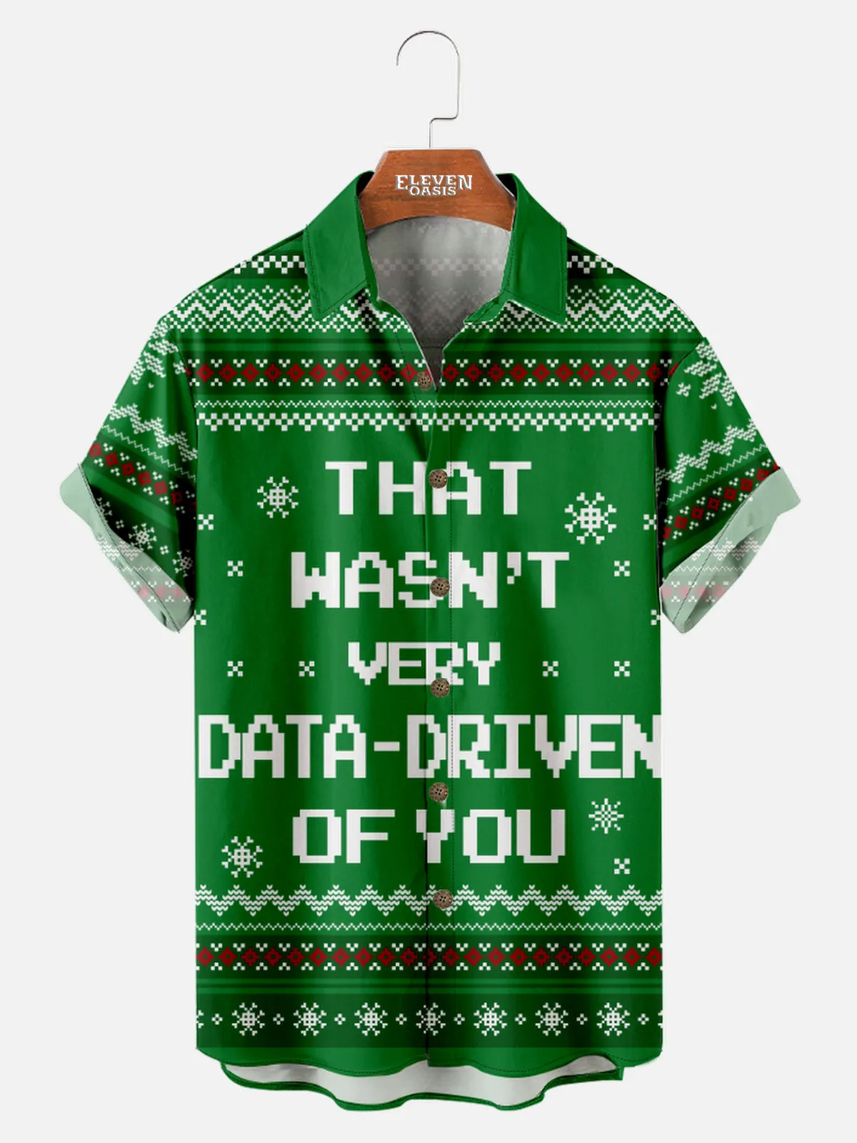 Men's Data-Driven Holiday Short Sleeve Shirt sold by Eleven Oasis product image thumbnail 3