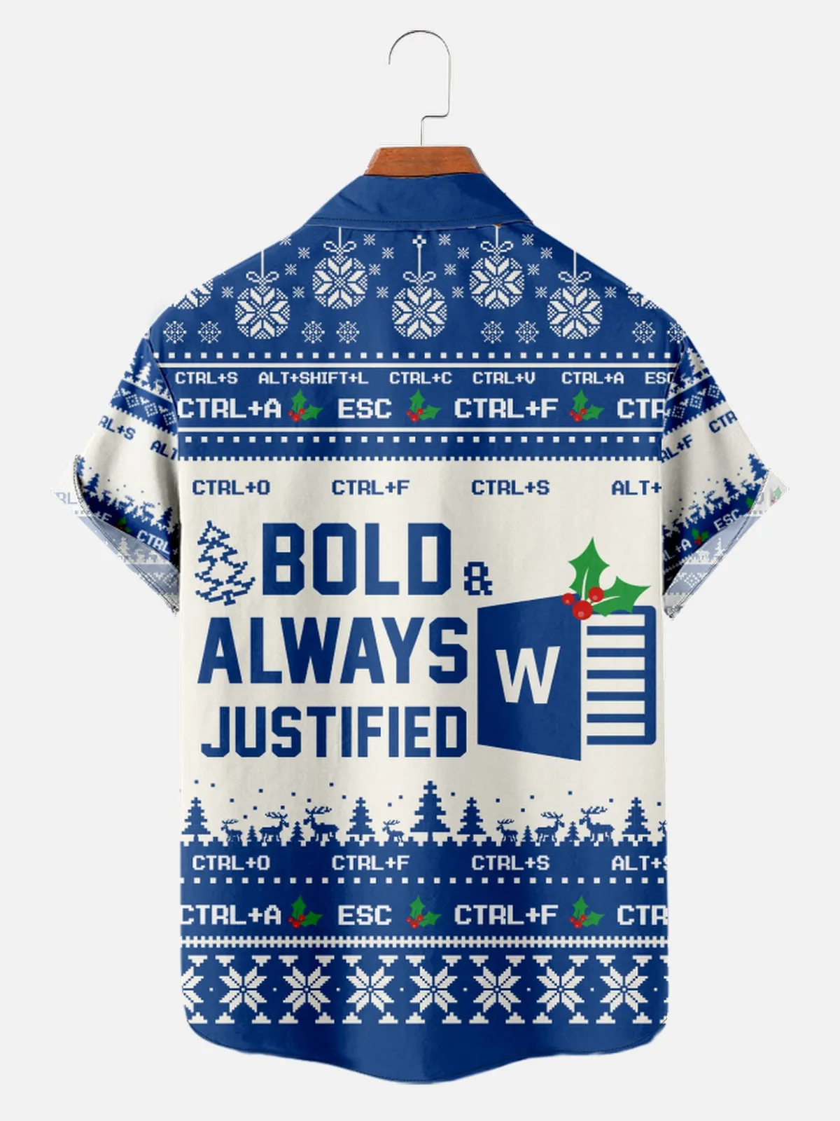 Men's Bold and Justified Microsoft Word Christmas Short Sleeve Shirt sold by Eleven Oasis product image thumbnail 2