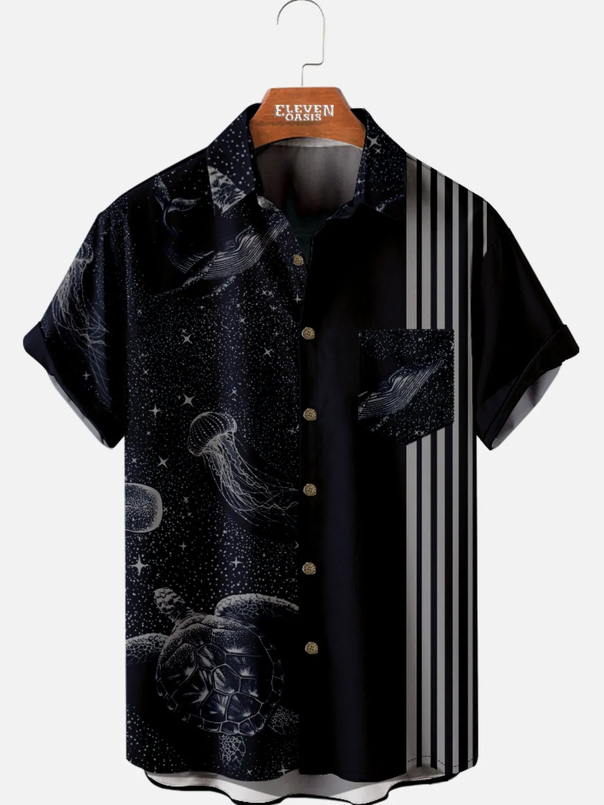 Men's Cosmic Ocean Galaxy Short Sleeve Shirt sold by Eleven Oasis