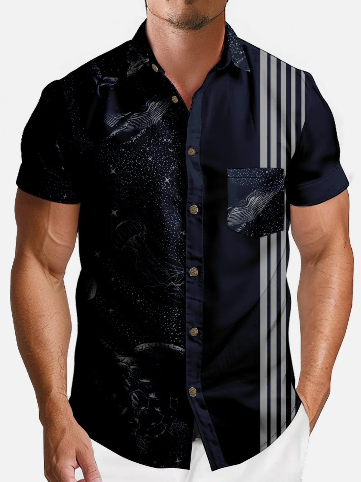 Men's Cosmic Ocean Galaxy Short Sleeve Shirt sold by Eleven Oasis product image thumbnail 3