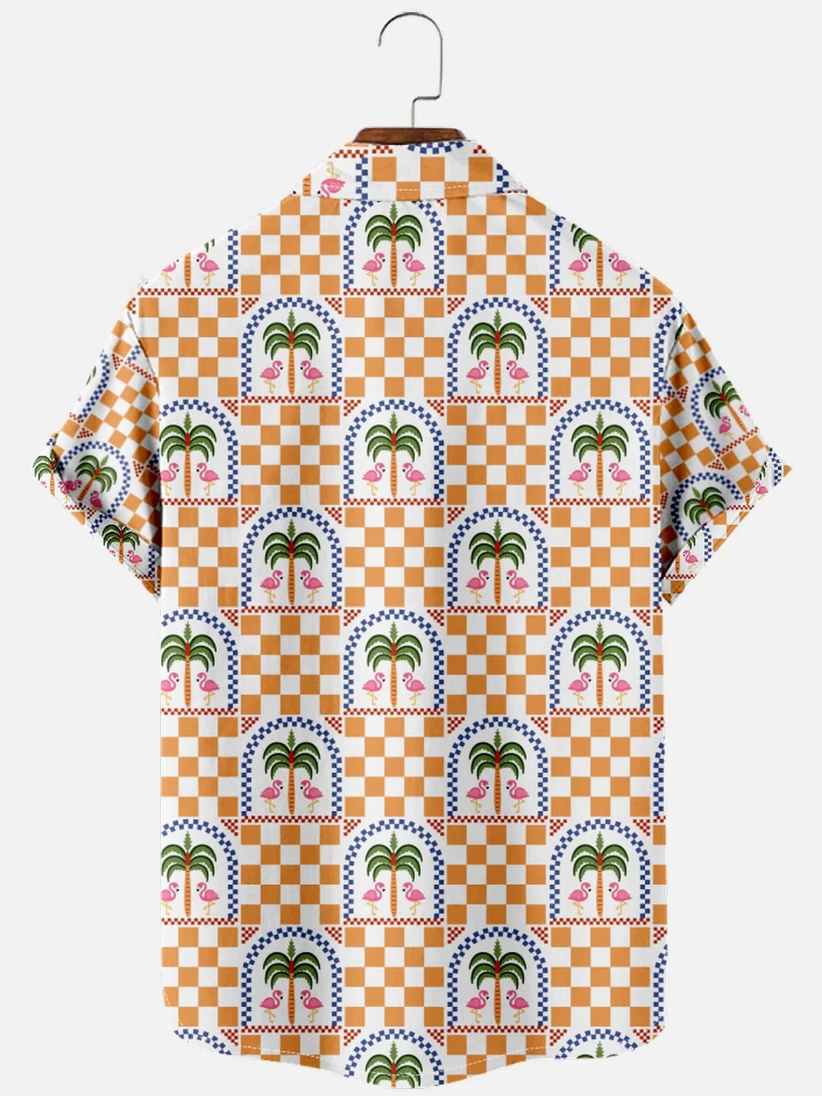 Men's Flamingo Checkerboard Hawaiian Short Sleeve Shirt sold by Eleven Oasis product image thumbnail 2