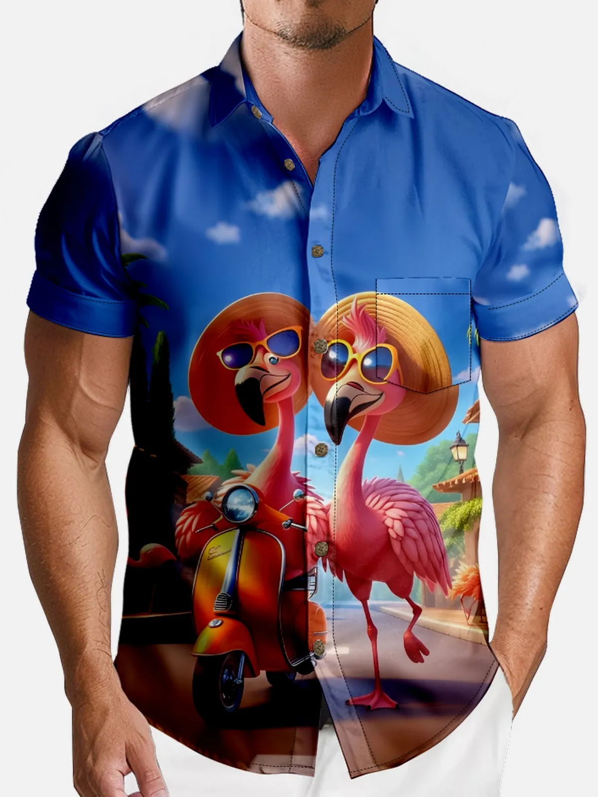 Men's Flamingo Road Trip Hawaiian Short Sleeve Shirt sold by Eleven Oasis product image thumbnail 3