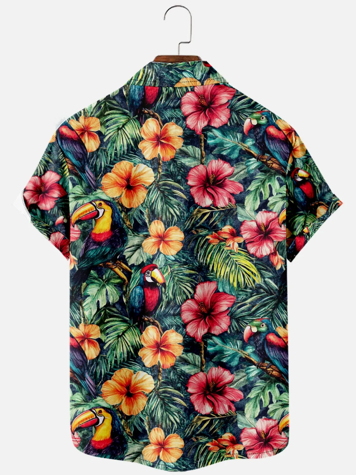 Men's Hawaiian Tropical Toucan And Floral Short Sleeve Shirt sold by Eleven Oasis product image thumbnail 2