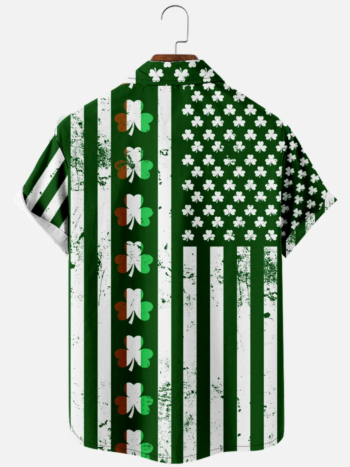Men's St. Patrick's Day Shamrock Stripes Short Sleeve Shirt sold by Eleven Oasis product image thumbnail 2