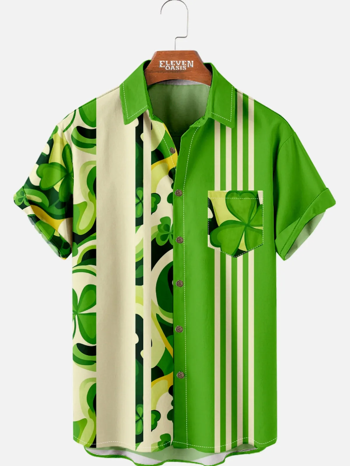 Men's St. Patrick's Retro Shamrock Short Sleeve Shirt sold by Eleven Oasis