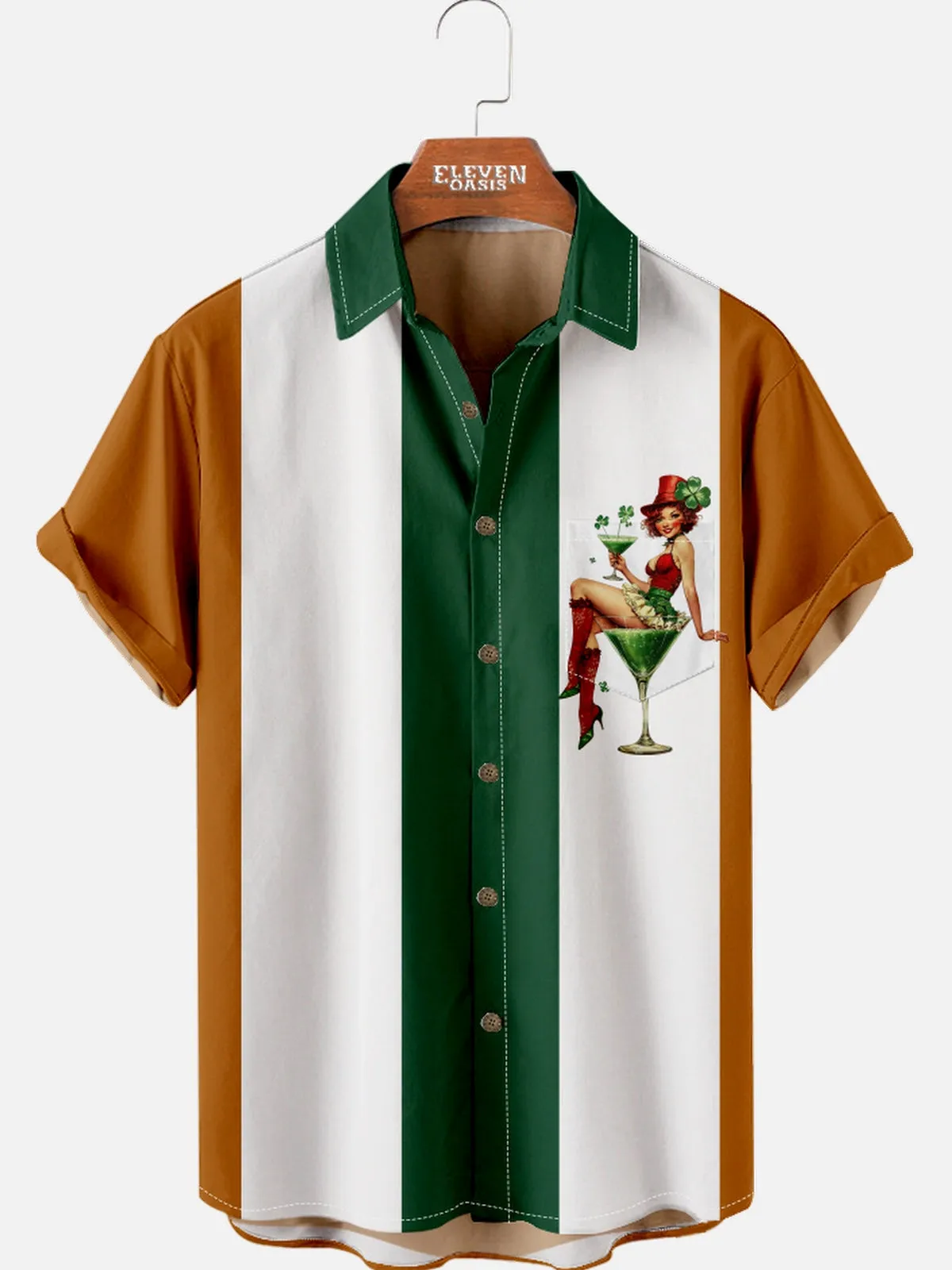 Men's Irish Pin-Up Stripe Short Sleeve Shirt sold by Eleven Oasis