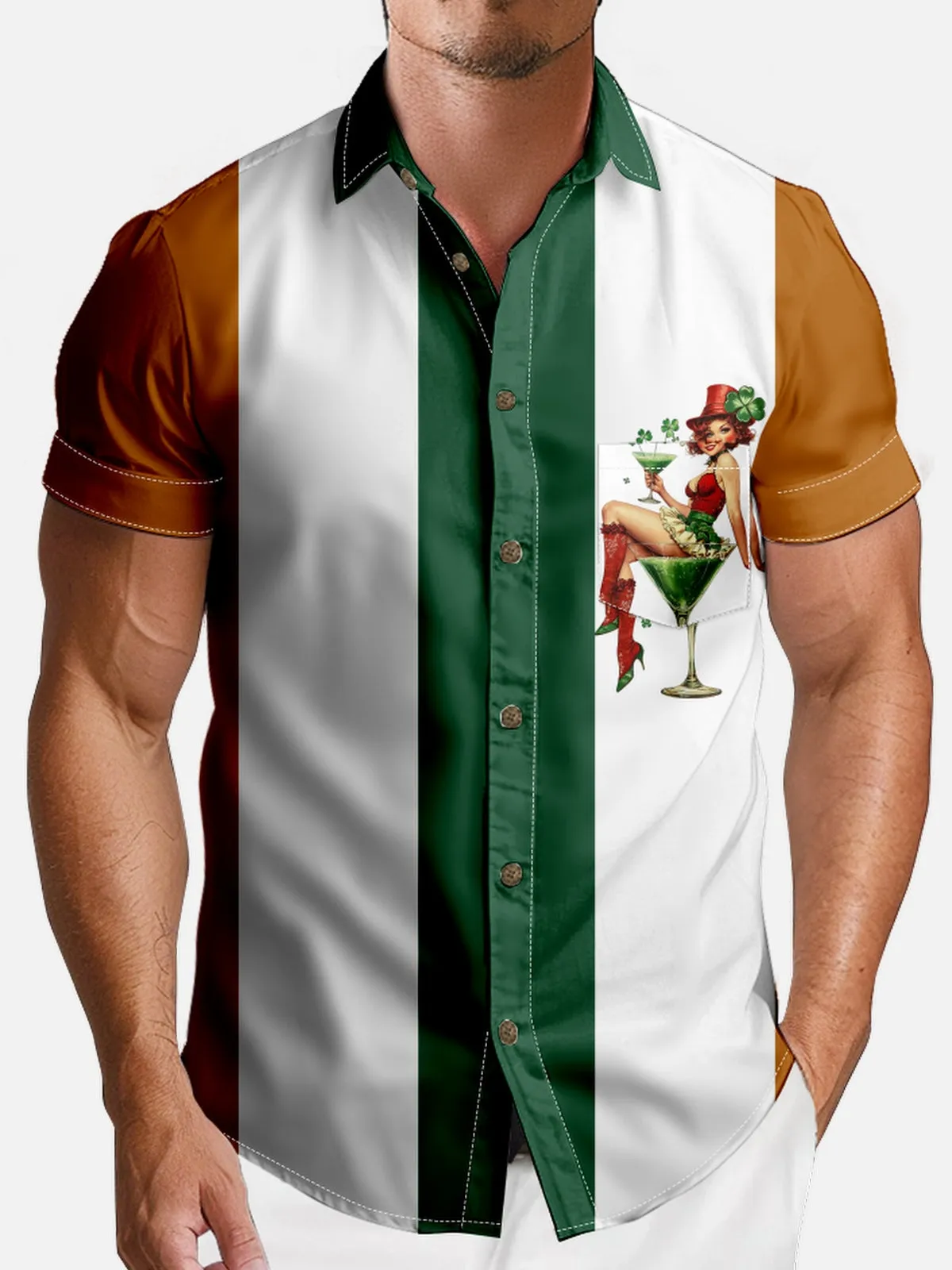 Men's Irish Pin-Up Stripe Short Sleeve Shirt sold by Eleven Oasis product image thumbnail 3