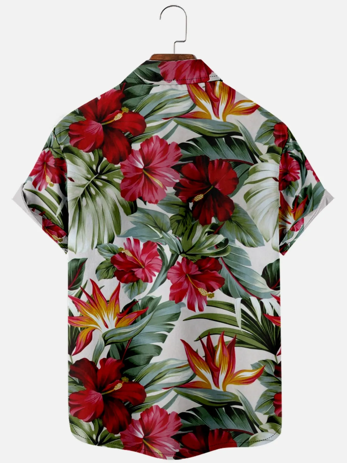 Men's Hibiscus Stripe Panel Hawaiian Short Sleeve Shirt sold by Eleven Oasis product image thumbnail 2