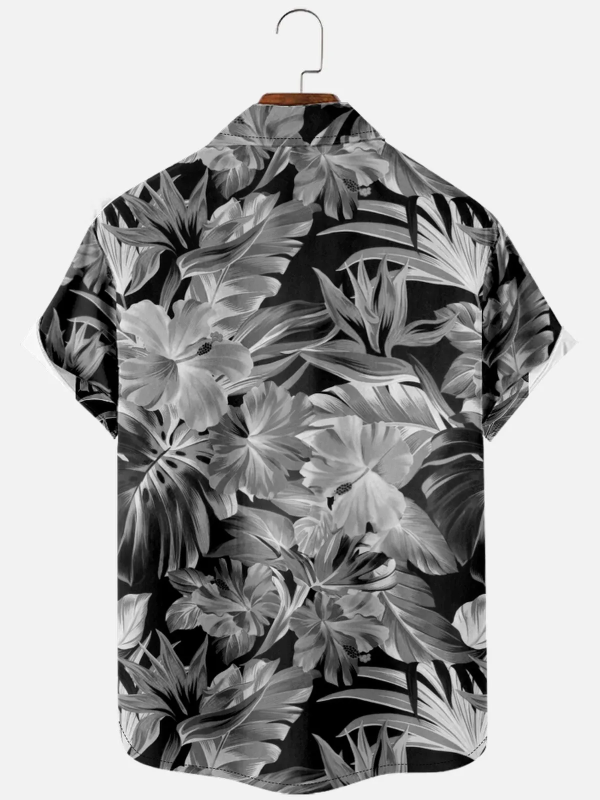 Men's Monochrome Tropical Floral Short Sleeve Shirt sold by Eleven Oasis product image thumbnail 2