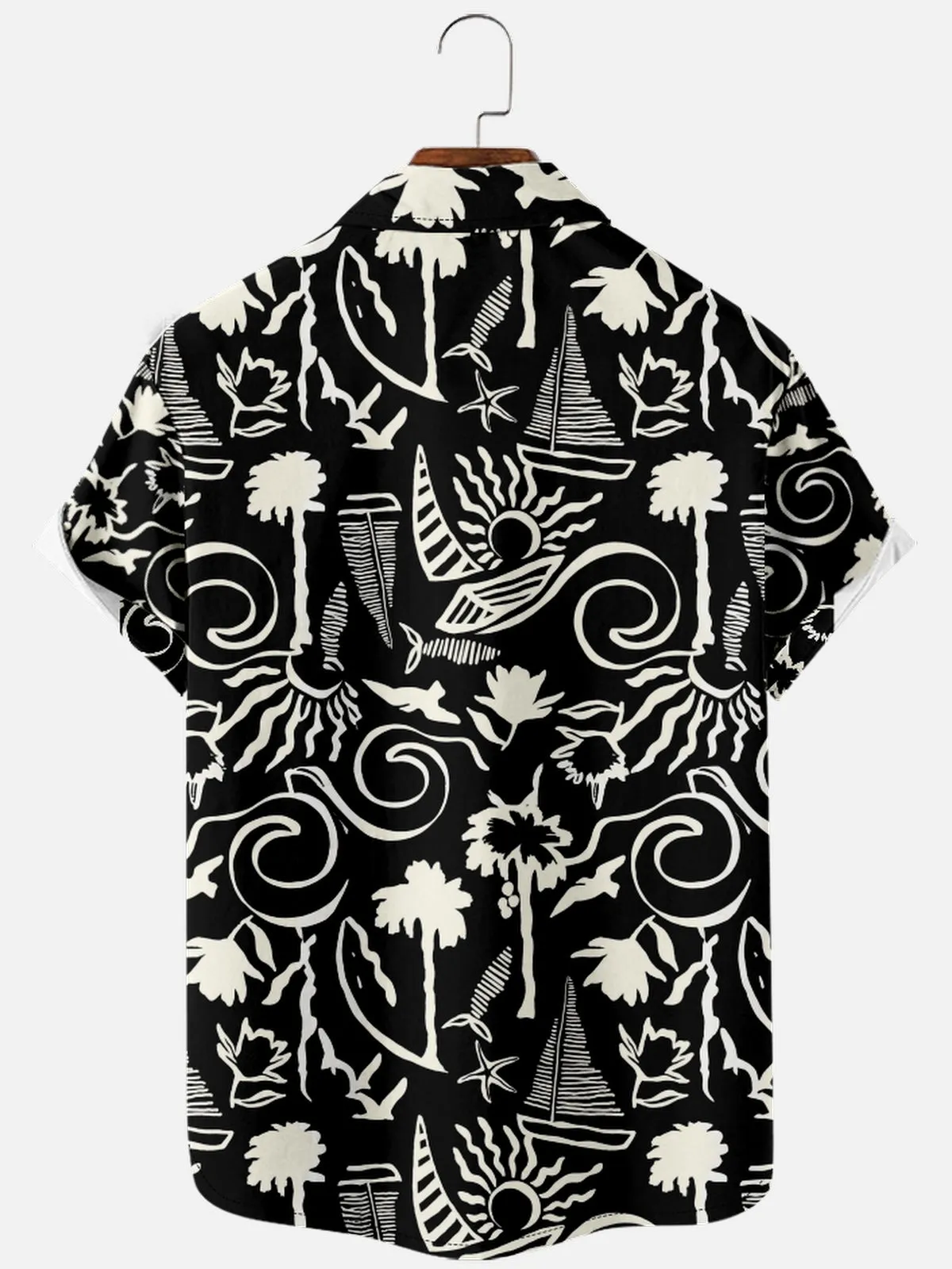 Men's Black and White Tropical Hawaiian Short Sleeve Shirt sold by Eleven Oasis product image thumbnail 2